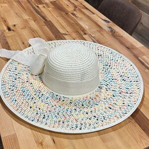 Colorful Woven Sun Hat with Ribbon